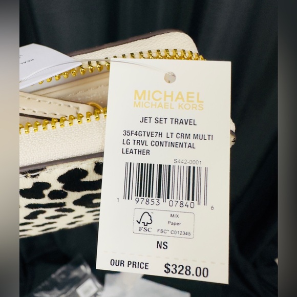 Michael Kors Jet Set Travel Signature Continental Wallet (Lt Cream Calf Hair)NWT - Picture 7 of 12